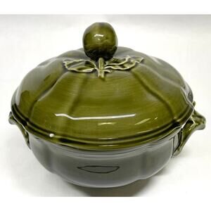 Elysee BY LUNEVILLE FAIENCE Large SERVING TUREEN- Green Bowl